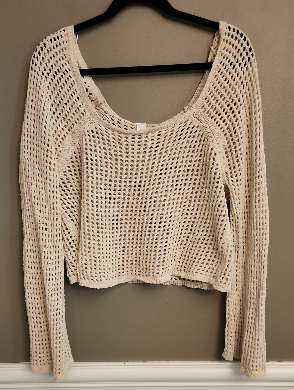 Old Navy Crochet Open-Weave Crop Sweater